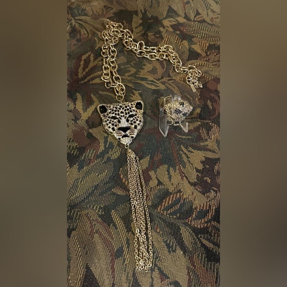 NNW 2 Piece ‘Jungle Cat’ Necklace & Ring Set - Picture 4 of 8